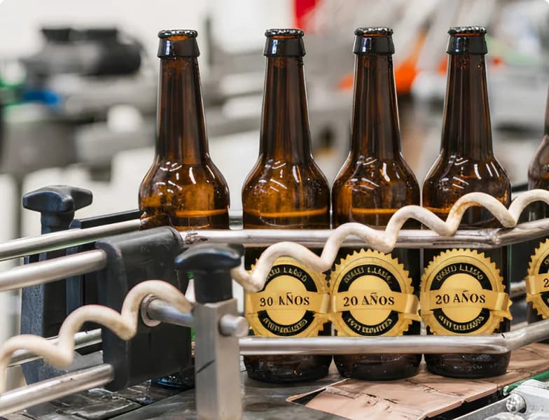 Etiquetas autoadhesivas en botellas